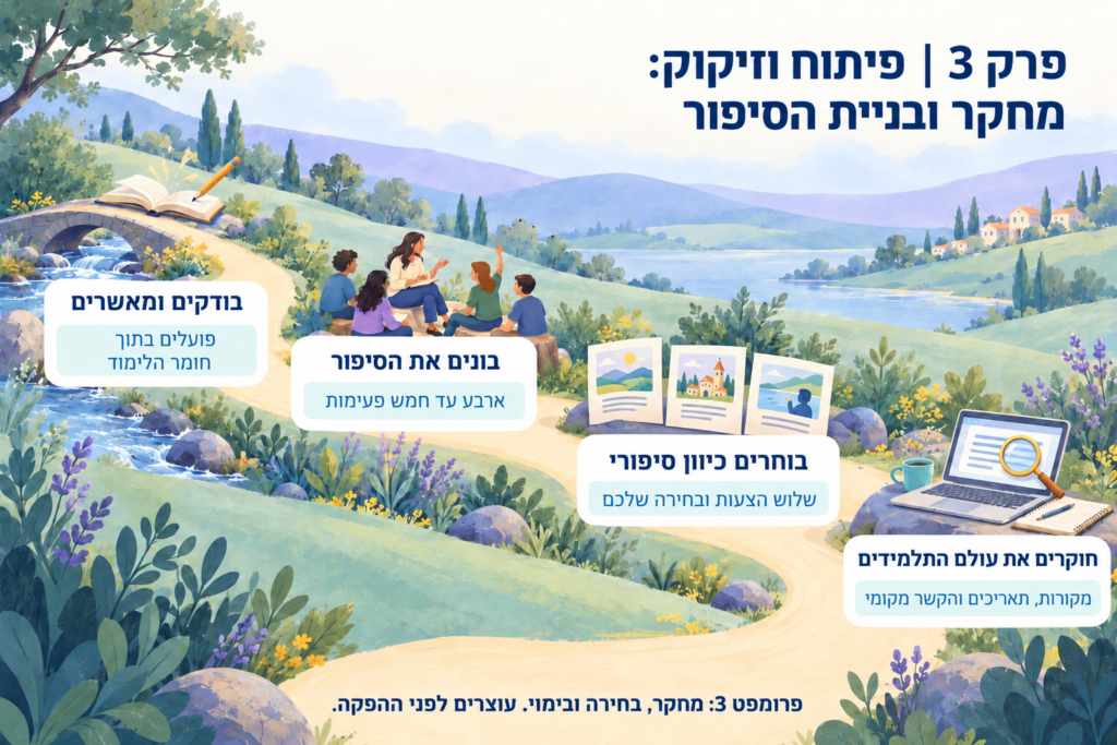 מפת פרק 3 | פיתוח וזיקוק: מחקר ובניית הסיפור