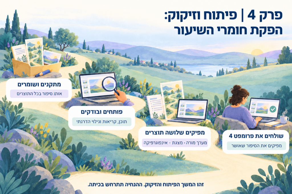 מפת פרק 4 | פיתוח וזיקוק: הפקת חומרי השיעור